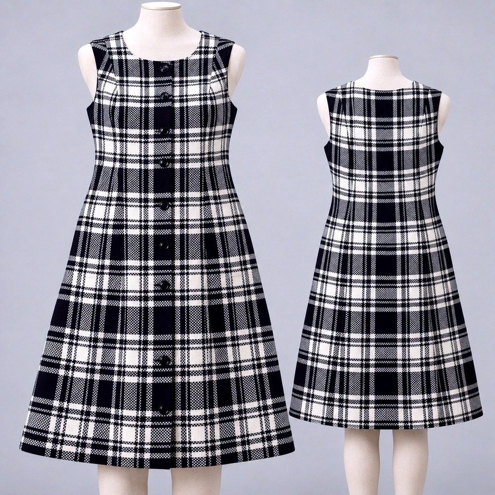 Pendleton Preppy Plaid Button Front Wool Blend Shift Dress USA Made Size 10
